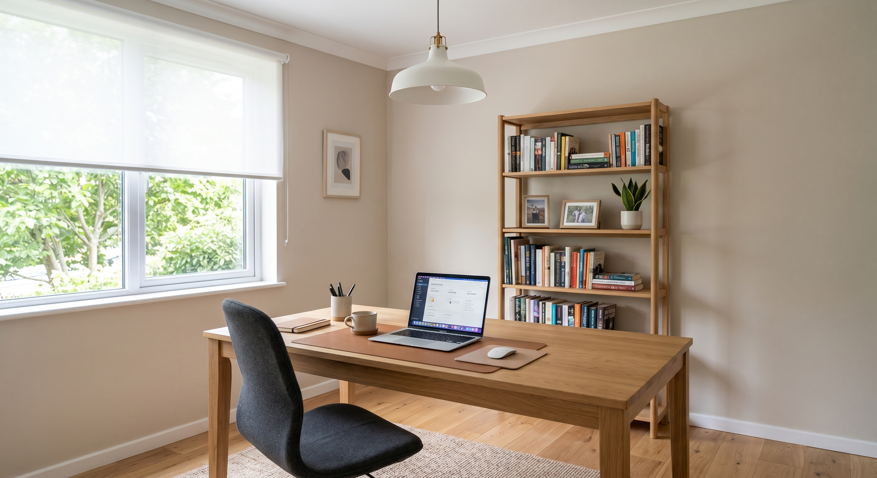 Before: plain home office — GrokImage.ai